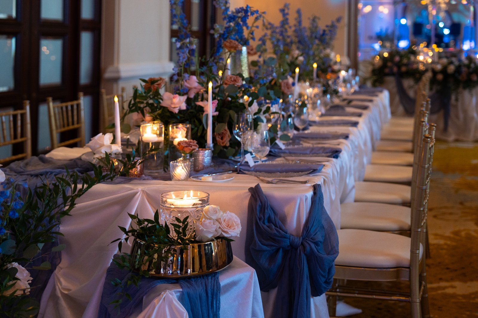 Wedding rings and bouquet detail